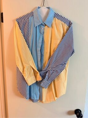 Solid & Striped Colorblock Striped Oversized Button Down Shirt S